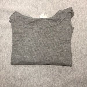 Me to we very cropped gray shirt